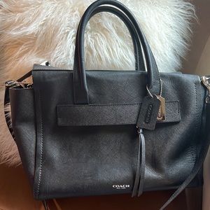 Coach Bleecker Riley carryall black satchel in Saffiano